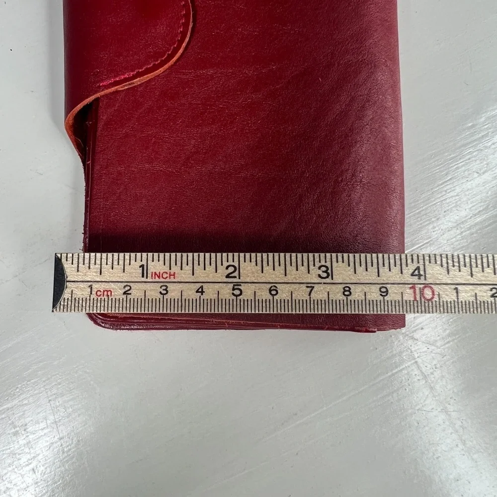 Parine Red Leather Checkbook Wallet Snap Tab Organizer Clutch